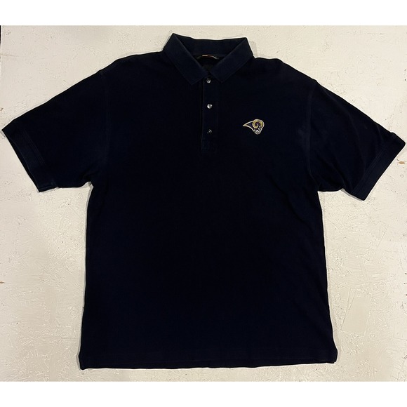 Vintage Greg Norman St Louis Rams Polo Shirt Mens Large Blue NFL Football - Picture 1 of 9